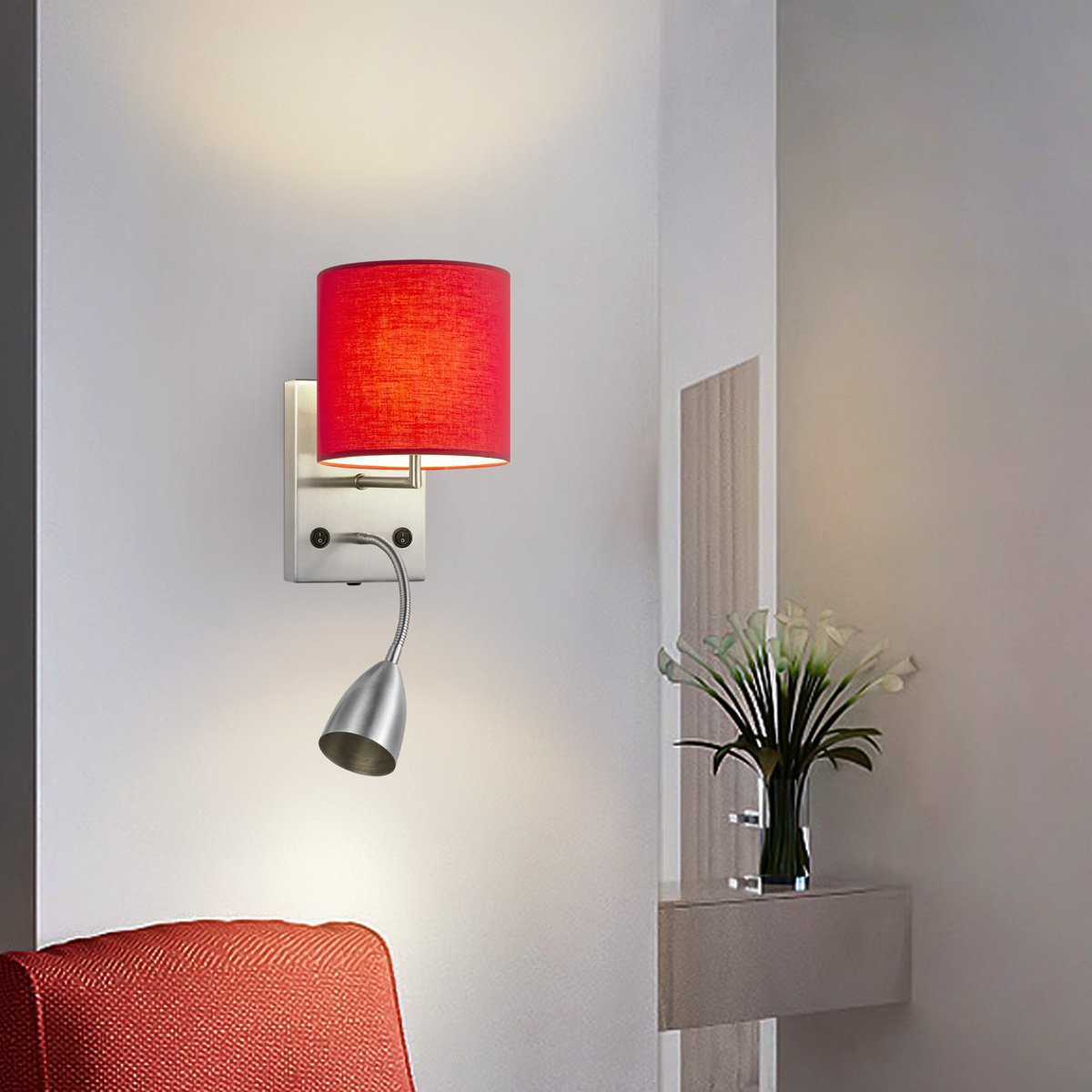 Home Sweet Home Wall Lamp - Read, LED Reading Lamp, E27, red 16cm