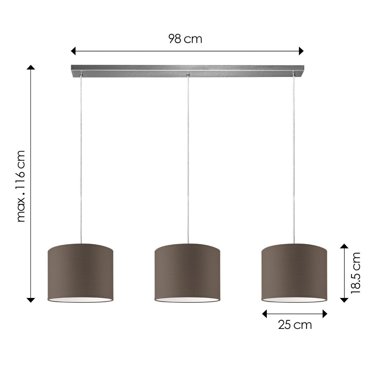 Home Sweet Home hanging lamp Beam 3L, E27, taupe Lampshade, 25cm