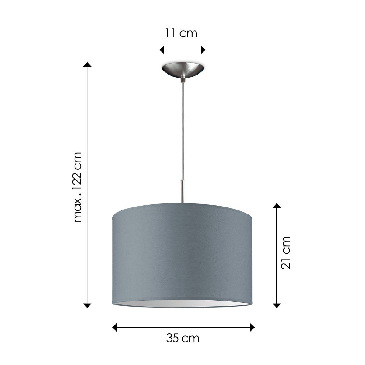 Home Sweet Home hanging lamp Tube Deluxe, E27, gray, 35cm