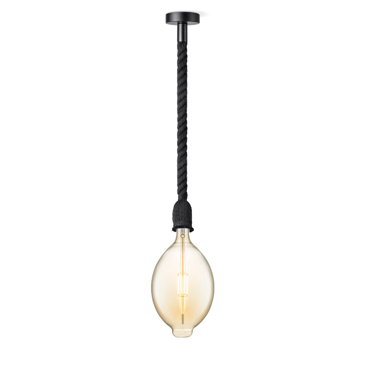 Home Sweet Home hanglamp zwart Leonardo Ovaal G125 dimbaar E27 amber