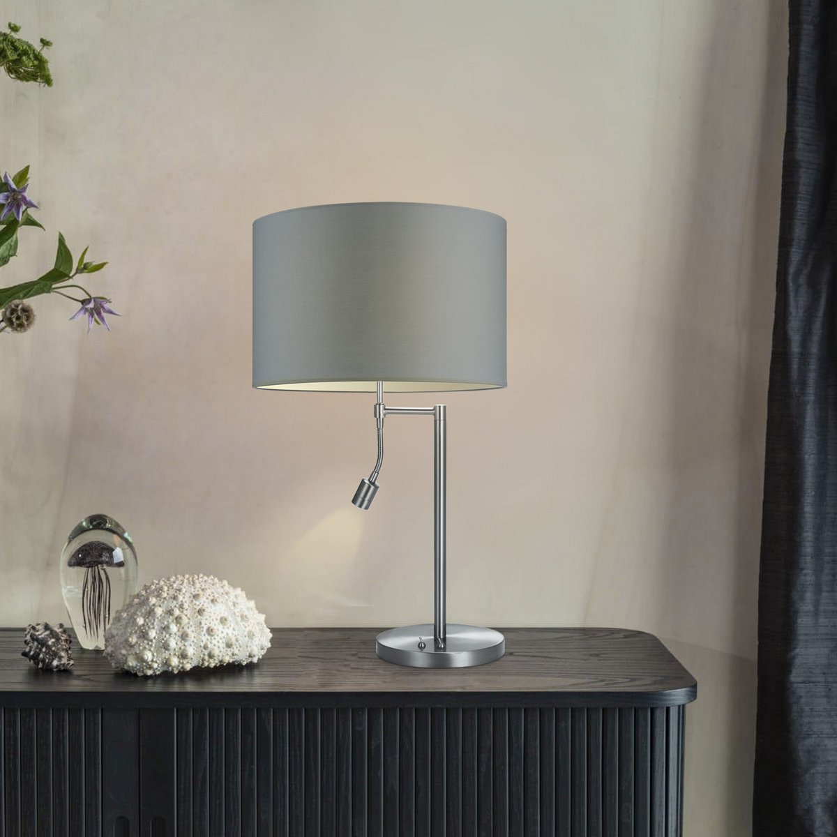 Home Sweet Home Table lamp Read, LED Reading lamp, E27, gray 35x35x47cm