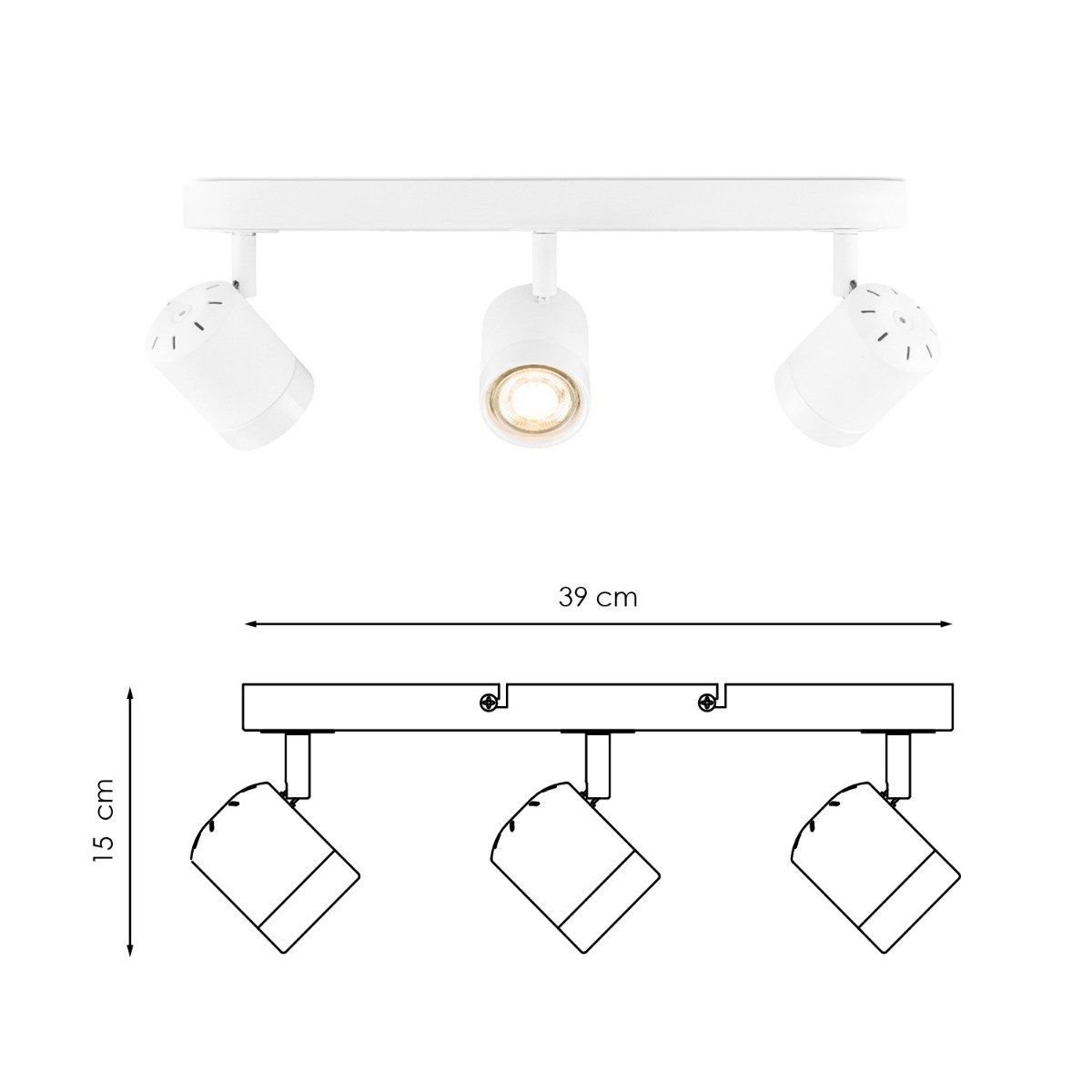 Home Sweet Home LED Surface-mounted spotlight Manu 3 - incl. dimmable LED lamp - white