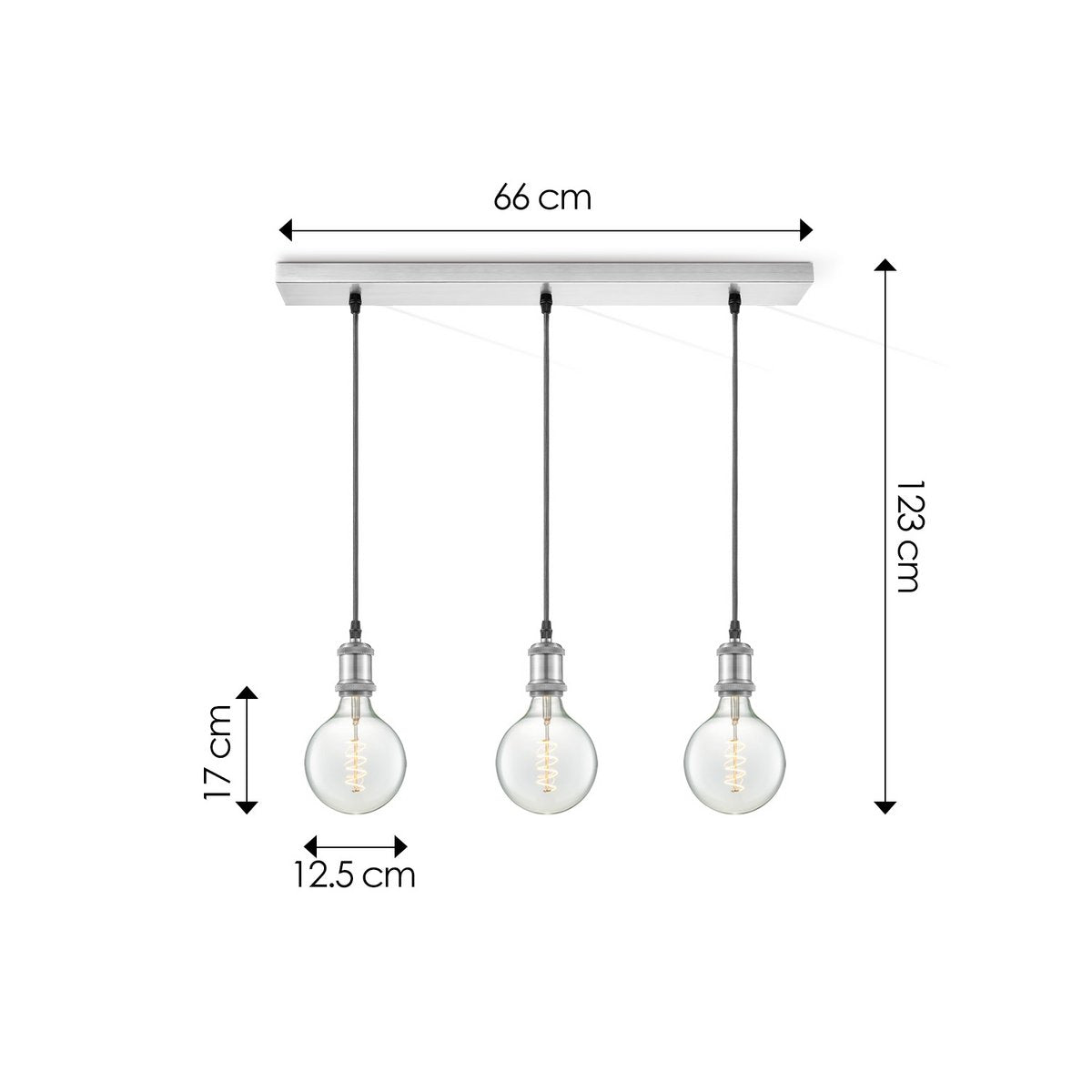 Home Sweet Home hanging lamp chrome vintage LED 3L G125 dimmable E27 clear