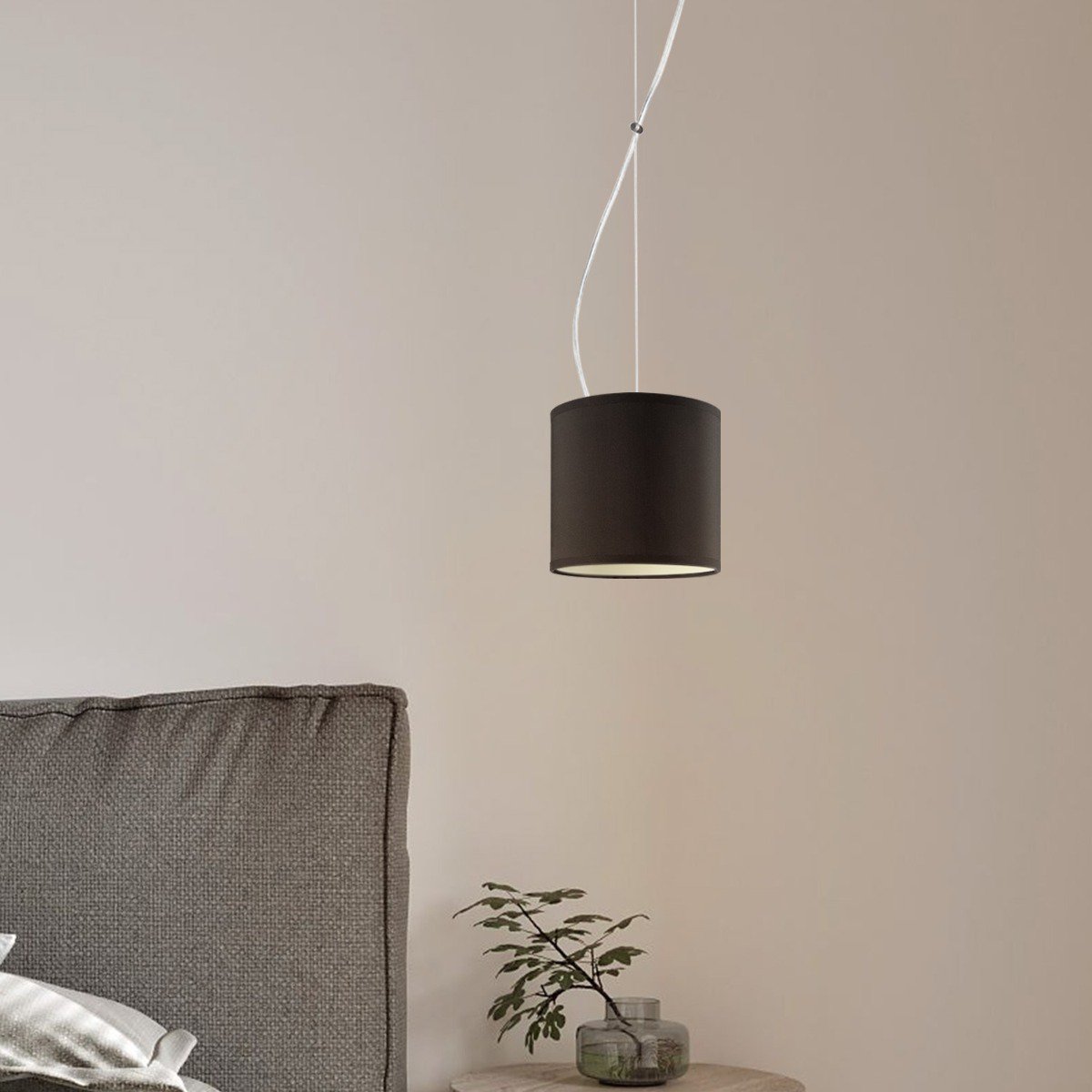 Home Sweet Home hanging lamp Deluxe with lampshade, E27, black, 16cm