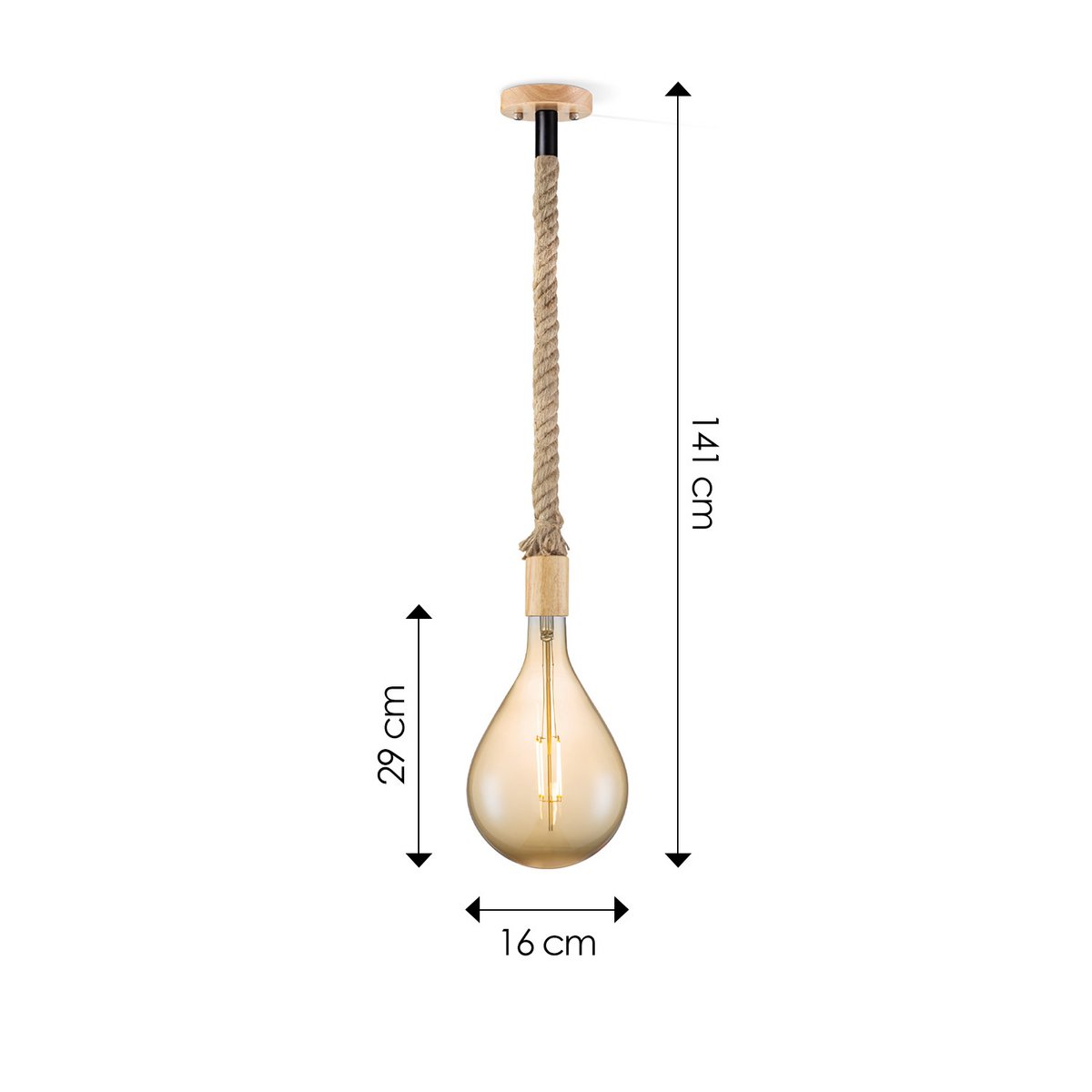 Home Sweet Home hanging lamp Leonardo Pear - G160 - dimmable E27 amber