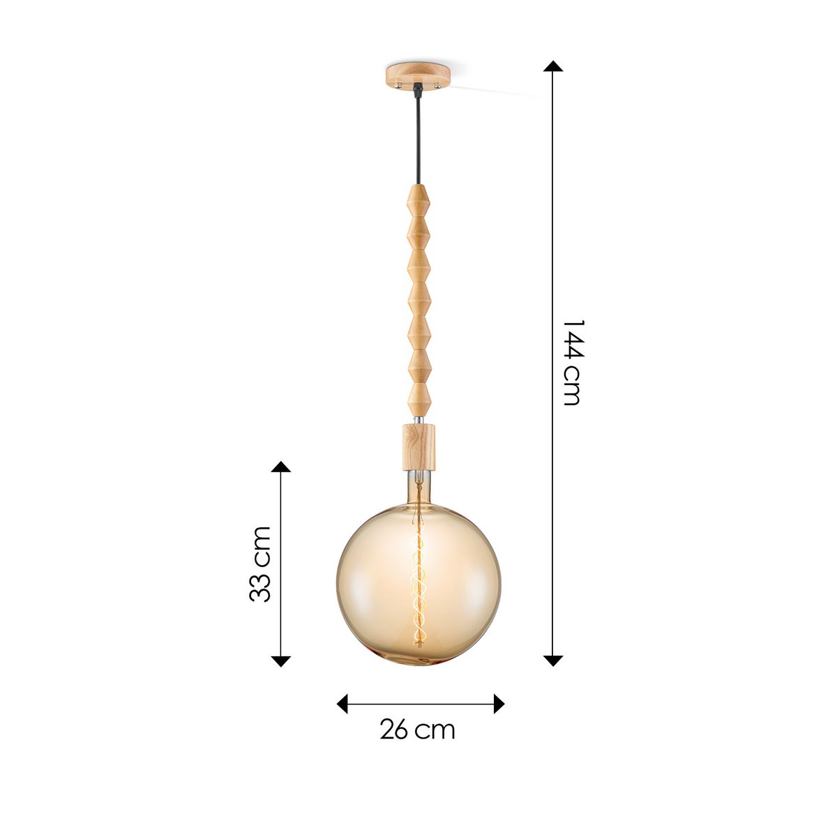 Home Sweet Home hanging lamp Dana Globe - - dimmable E27 amber