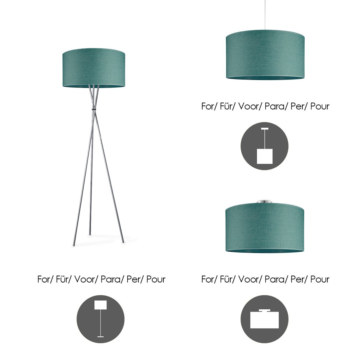 Home Sweet Home Lampshade Canvas turquoise - W:50xD:50xH:25cm