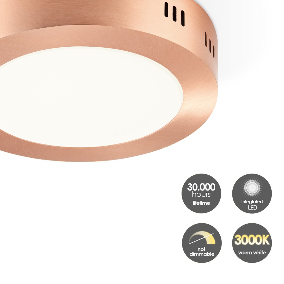 Home Sweet Home LED Ceiling Lamp Ska - Copper - Round 17/17/3.6cm