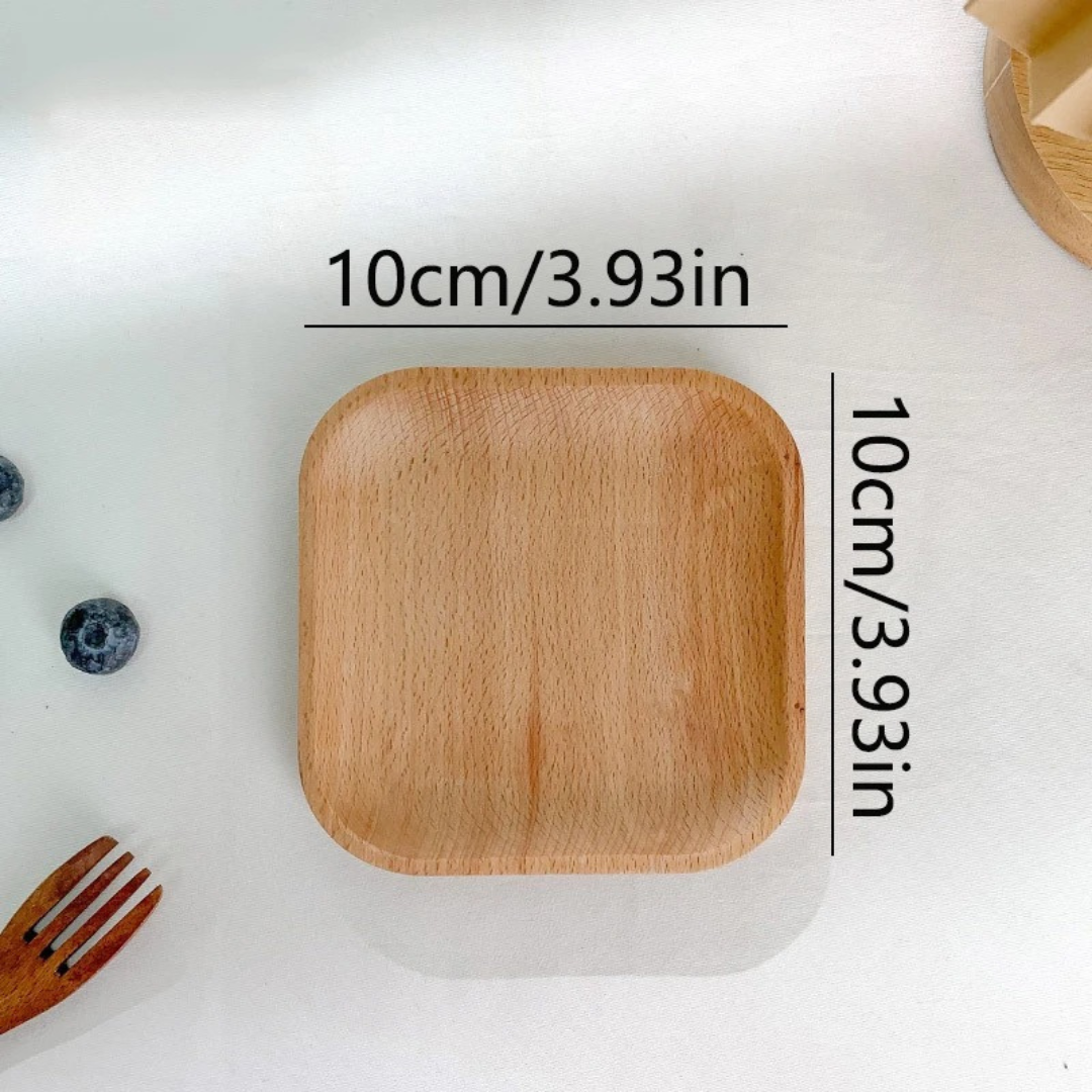 Rond Houten Dessertbord – Tarwestijl Dienblad voor Koffie en Thee