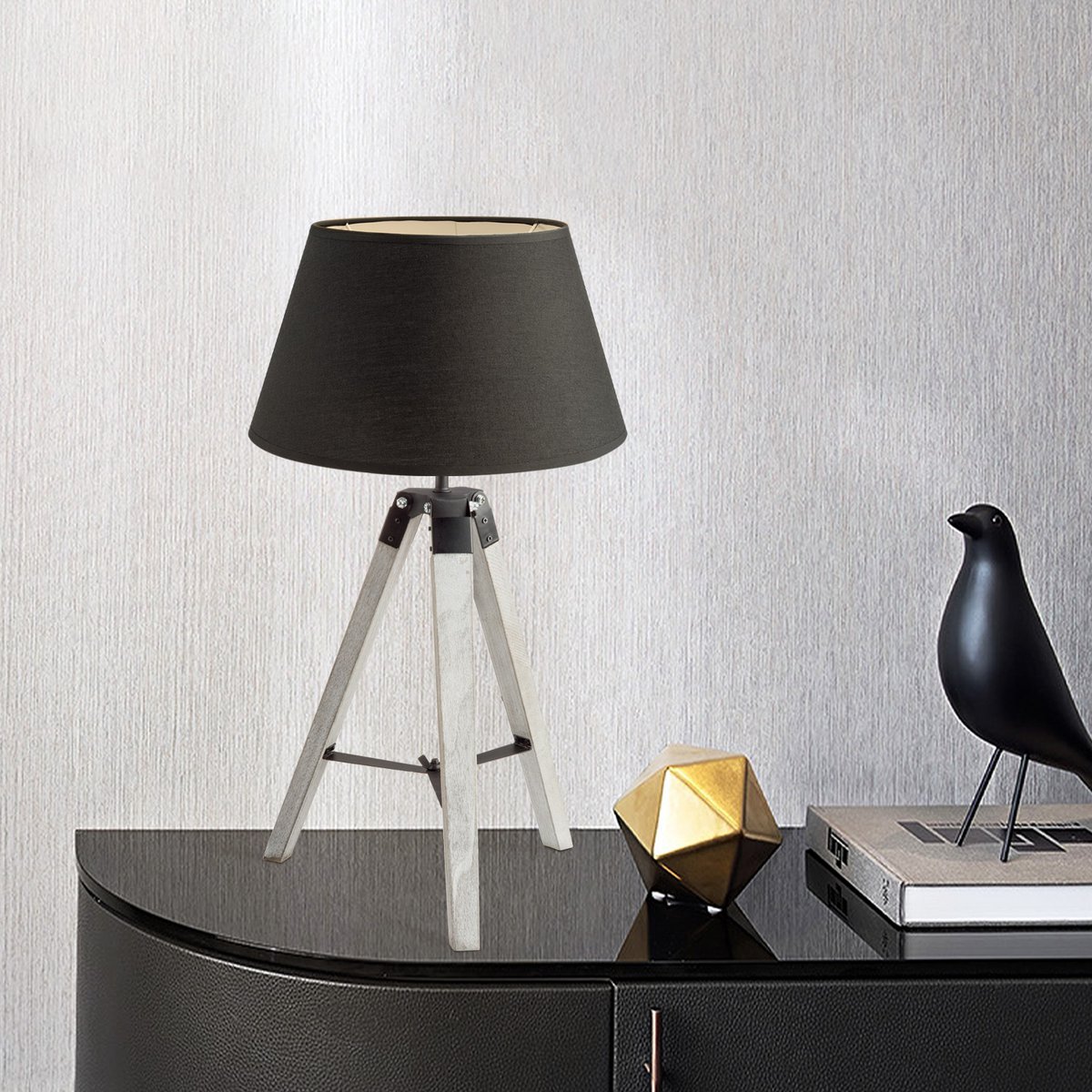 Home Sweet Home Table Lamp Largo - White Lamp Base and Black Lampshade