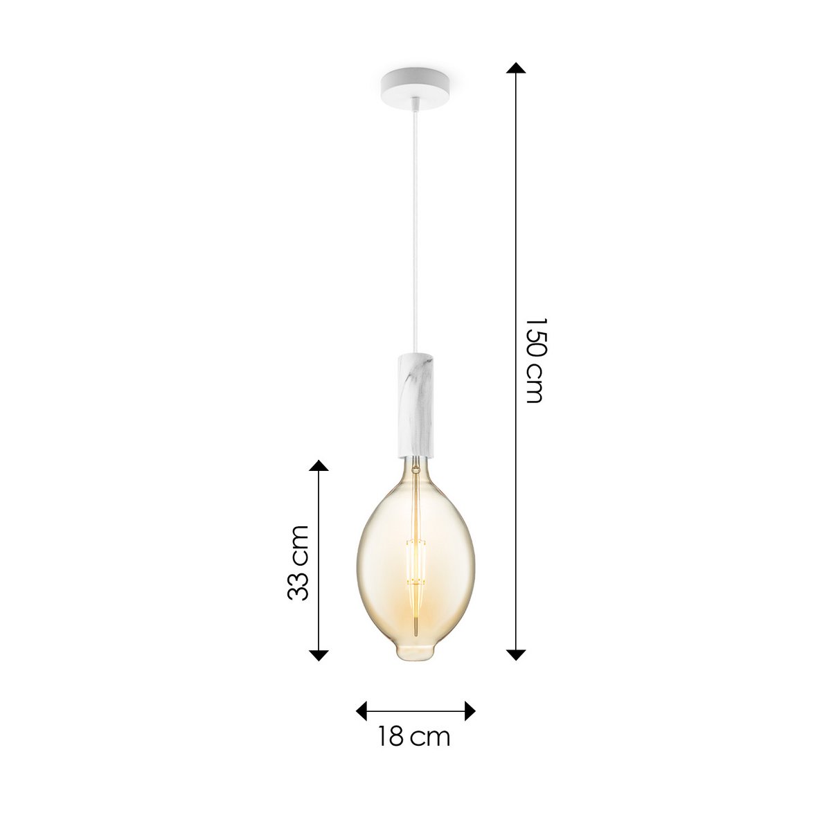 Home Sweet Home hanglamp Marmer Saga Ovaal - G125 - dimbaar E27 amber