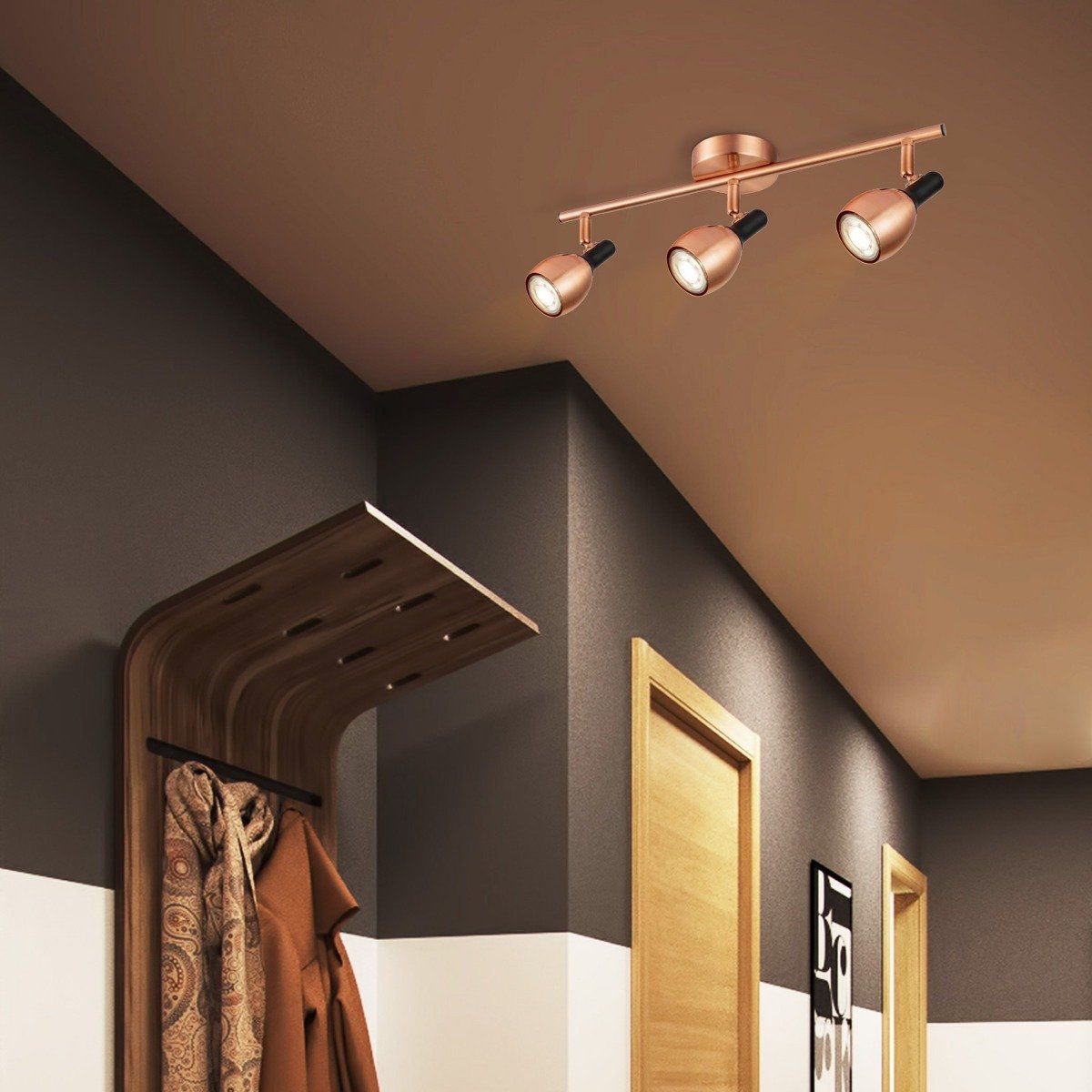 Home Sweet Home LED Surface-mounted spotlight Novi 3 - incl. dimmable LED lamp - Copper