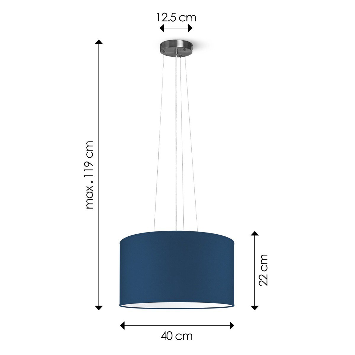 Home Sweet Home hanging lamp Hover with lampshade, E27, dark blue, 40cm