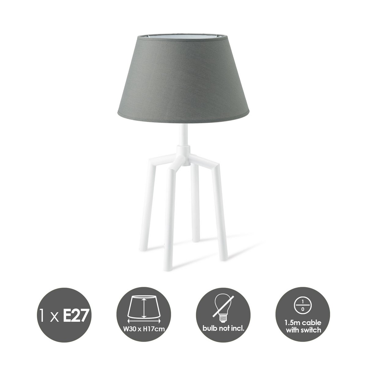 Home Sweet Home Table lamp Largo - Unique Spinn base - Anthracite