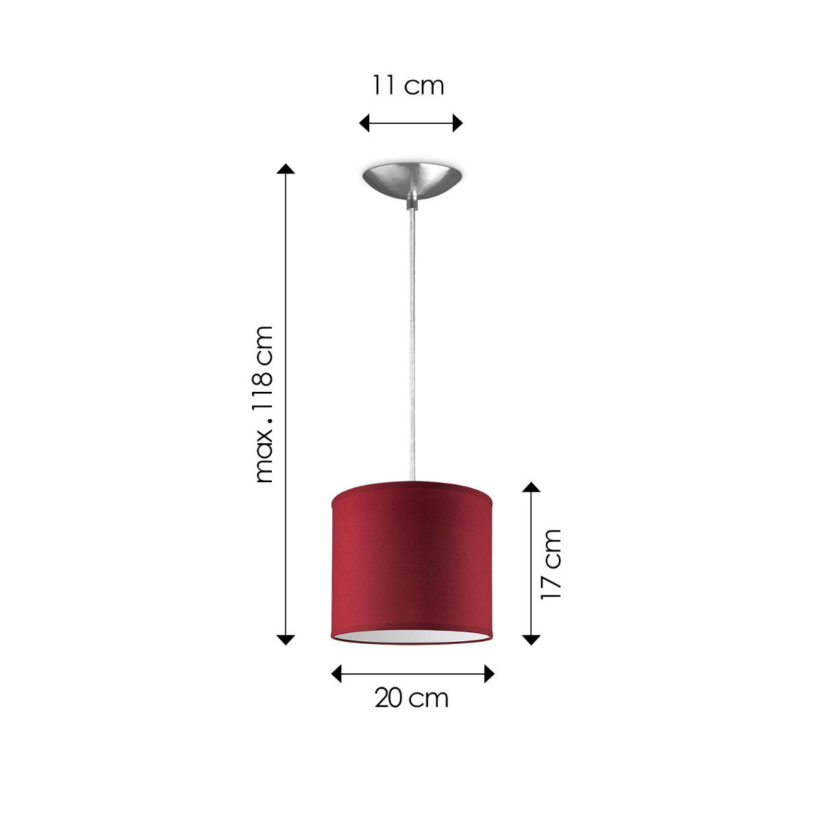 Home Sweet Home hanging lamp Bling with lampshade, E27, red, 20cm