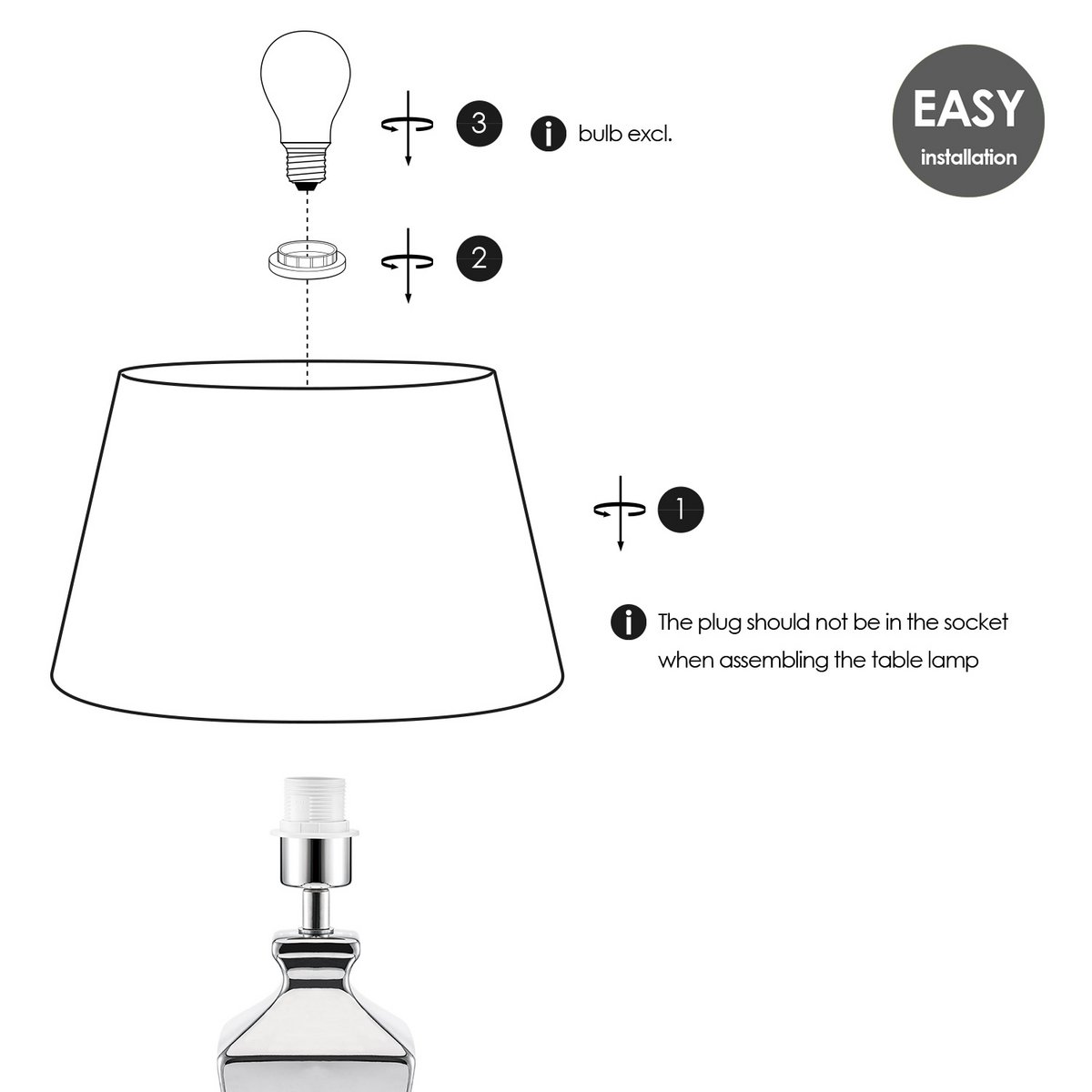 Home Sweet Home Table lamp Melrose, E27 warm white dimensions 35x50cm