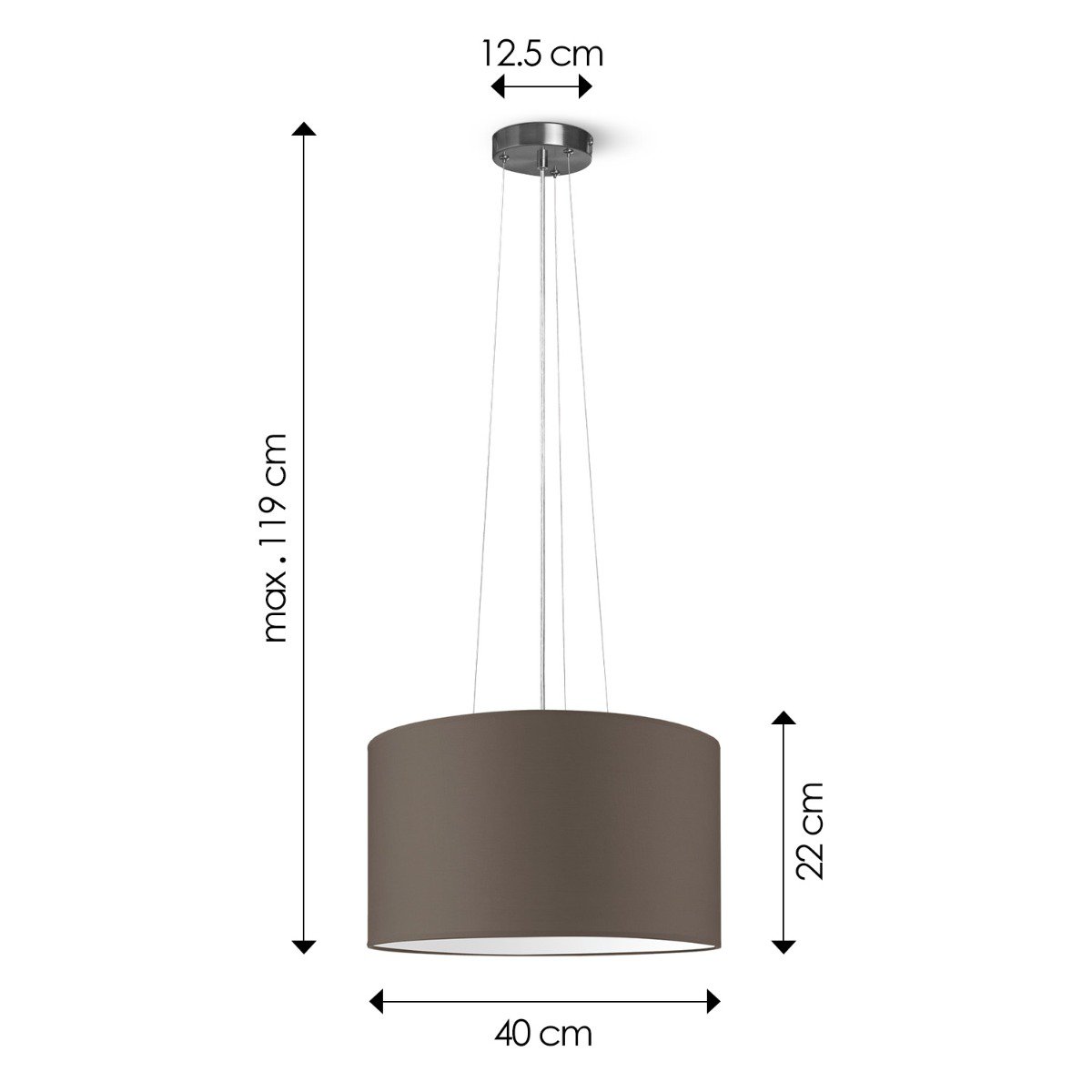 Home Sweet Home hanging lamp Hover with lampshade, E27, taupe, 40cm