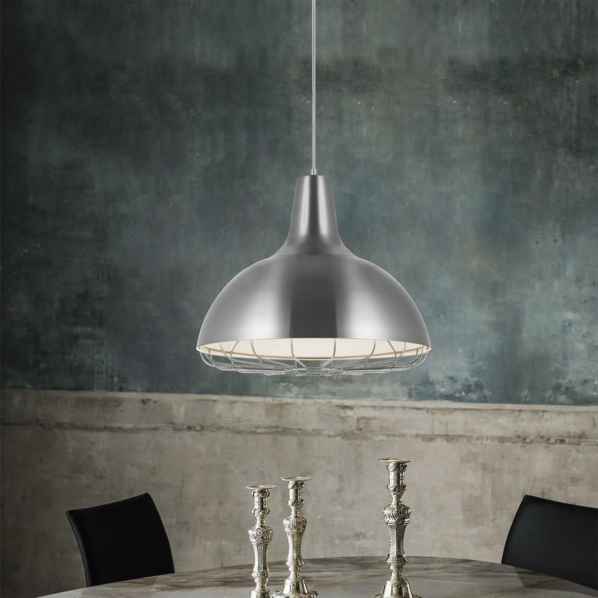 Home Sweet Home Hanging lamp Job - Brushed steel - 38x38x140cm