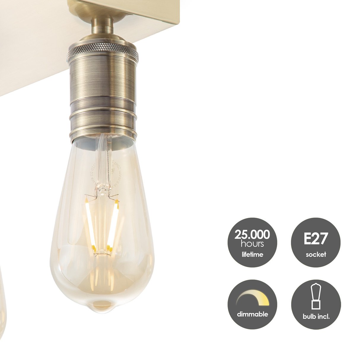 Home Sweet Home Surface-mounted spotlight Nitro 4 - incl. dimmable LED lamp - brass