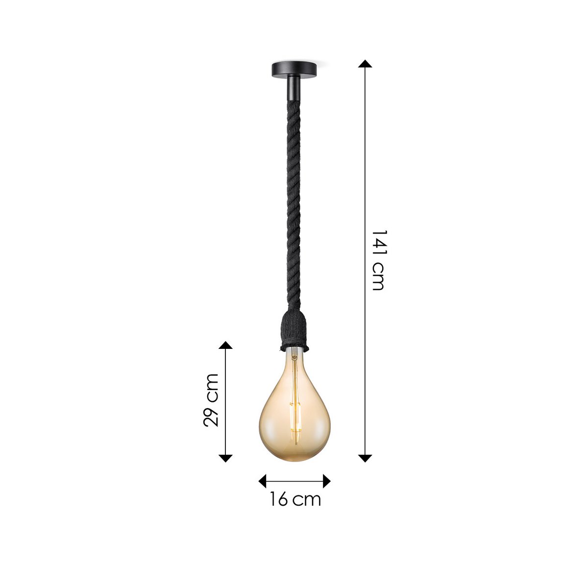 Home Sweet Home hanging lamp black Leonardo Pear G160 dimmable E27 amber