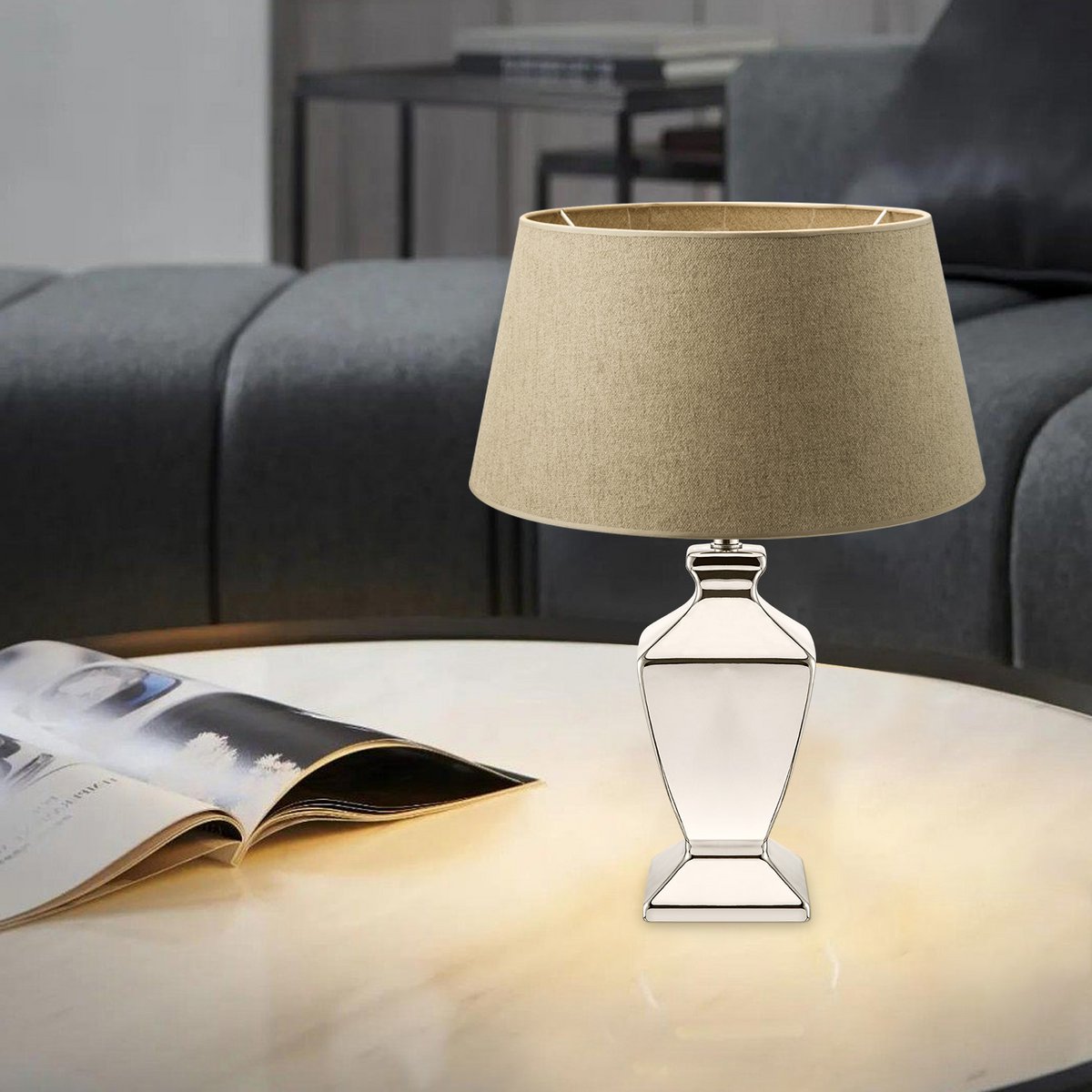 Home Sweet Home Table lamp Melrose, E27 taupe dimensions 35x50cm