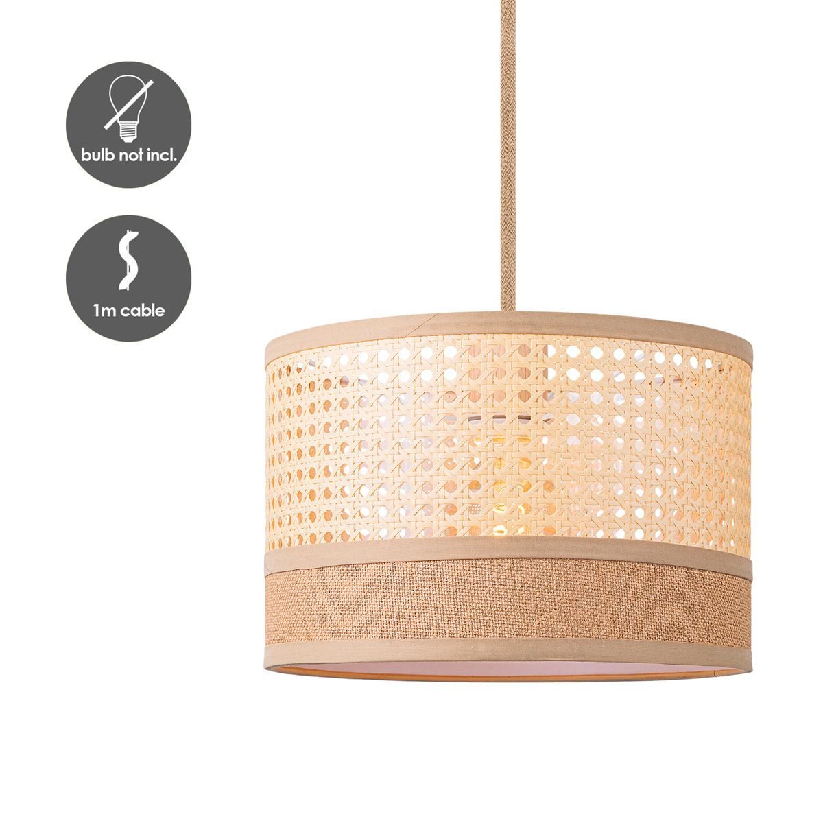 Home Sweet Home Hanglamp Cane Weave - hout - 30x30x127cm