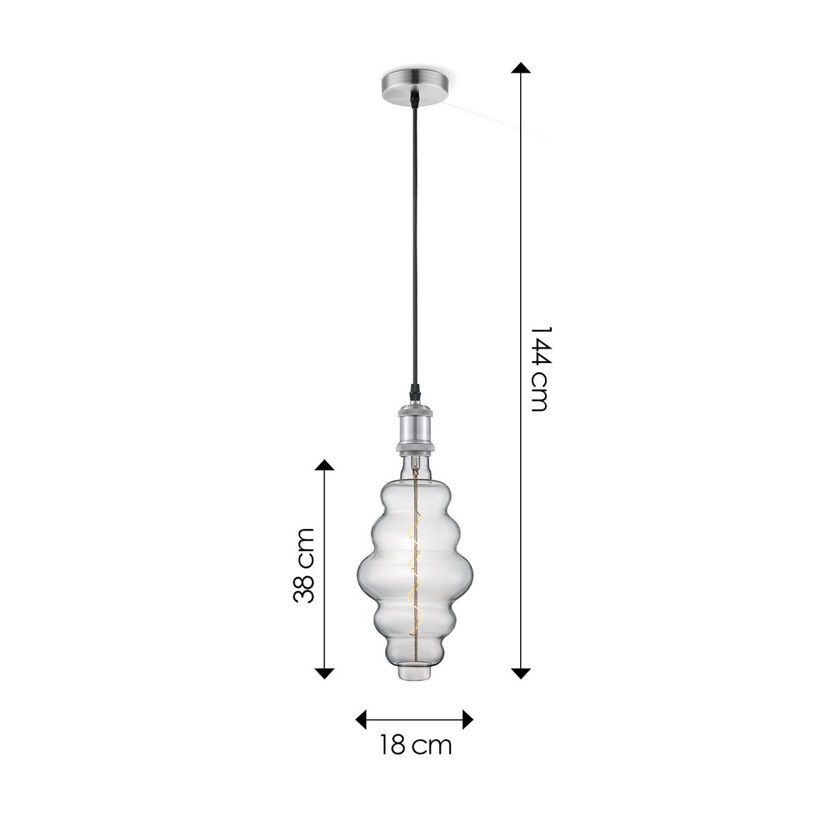 Home Sweet Home hanging lamp chrome vintage Cloud - dimmable E27 clear