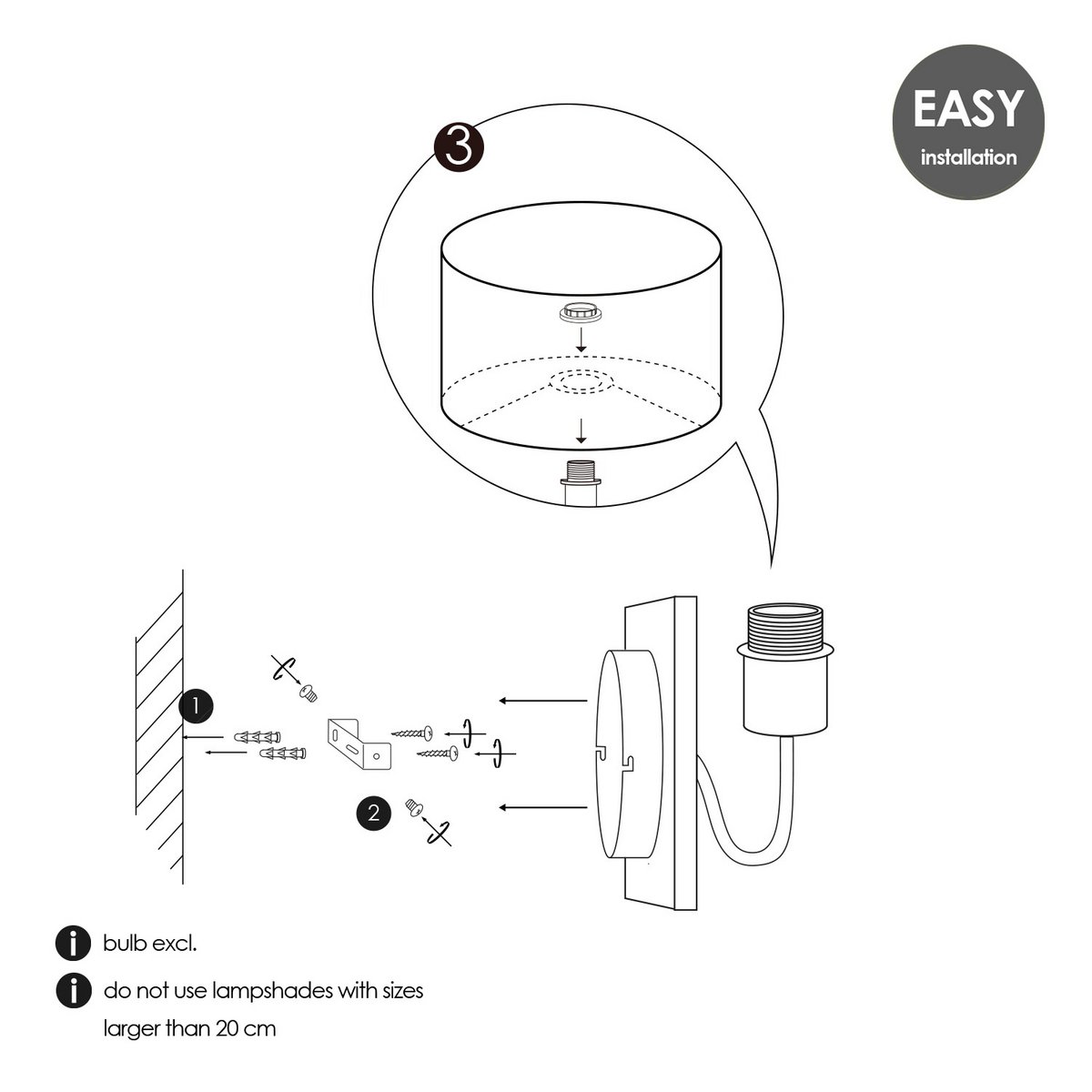 Home Sweet Home Wall Lamp - Drift E27 Lampshade chocolate 20cm