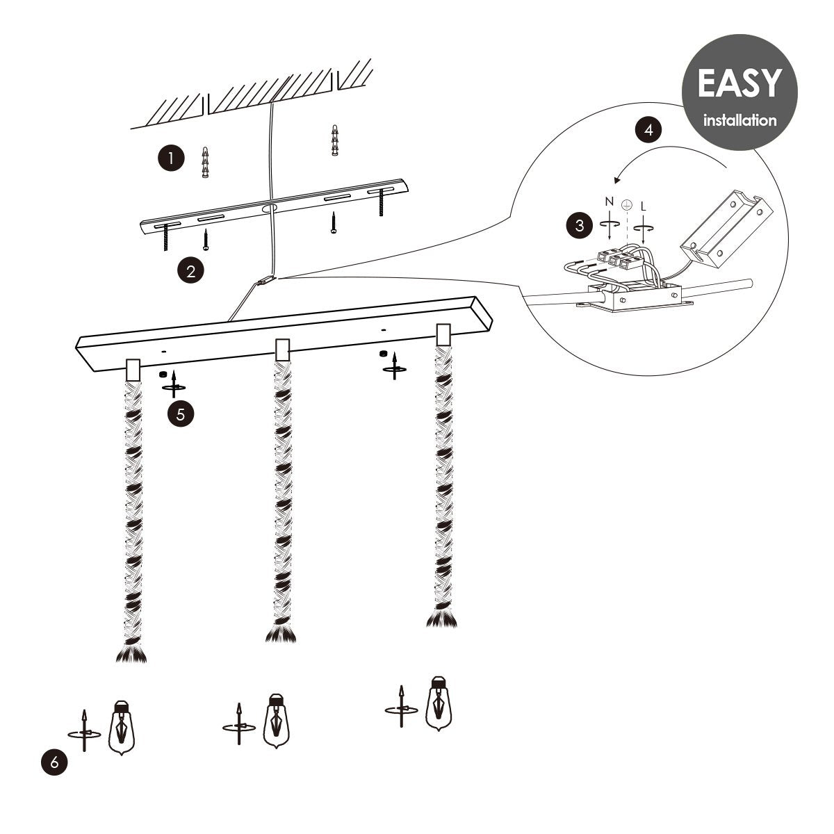 Home Sweet Home hanging lamp Leonardo Tube - 3L G78 - dimmable E27 clear