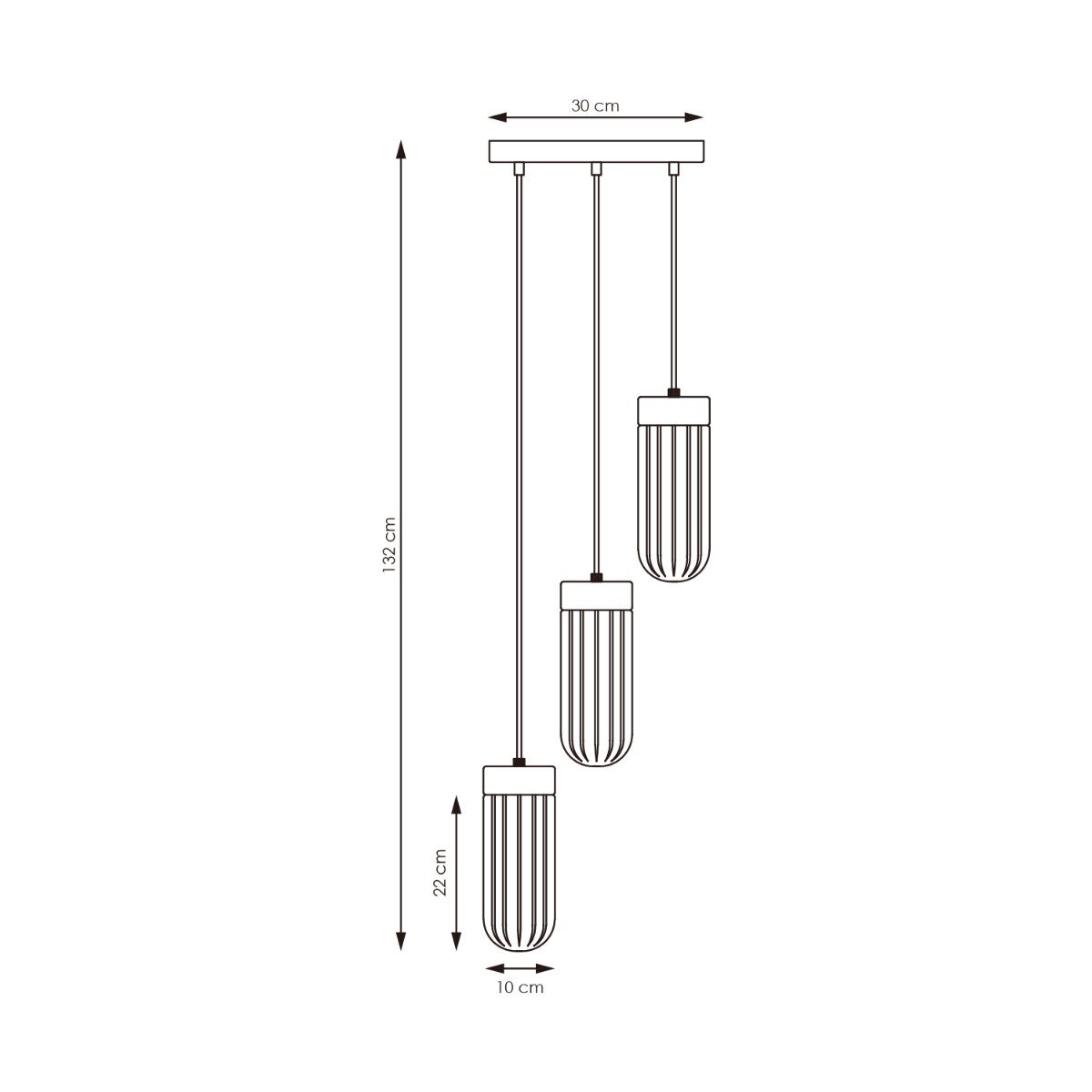 Home Sweet Home Hanging lamp Capri - smoked glass - 30x30x132cm