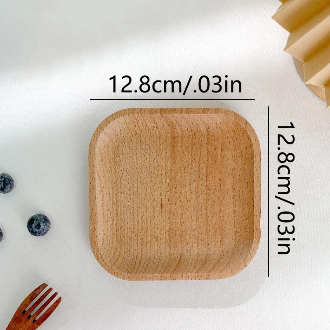 Rond Houten Dessertbord – Tarwestijl Dienblad voor Koffie en Thee