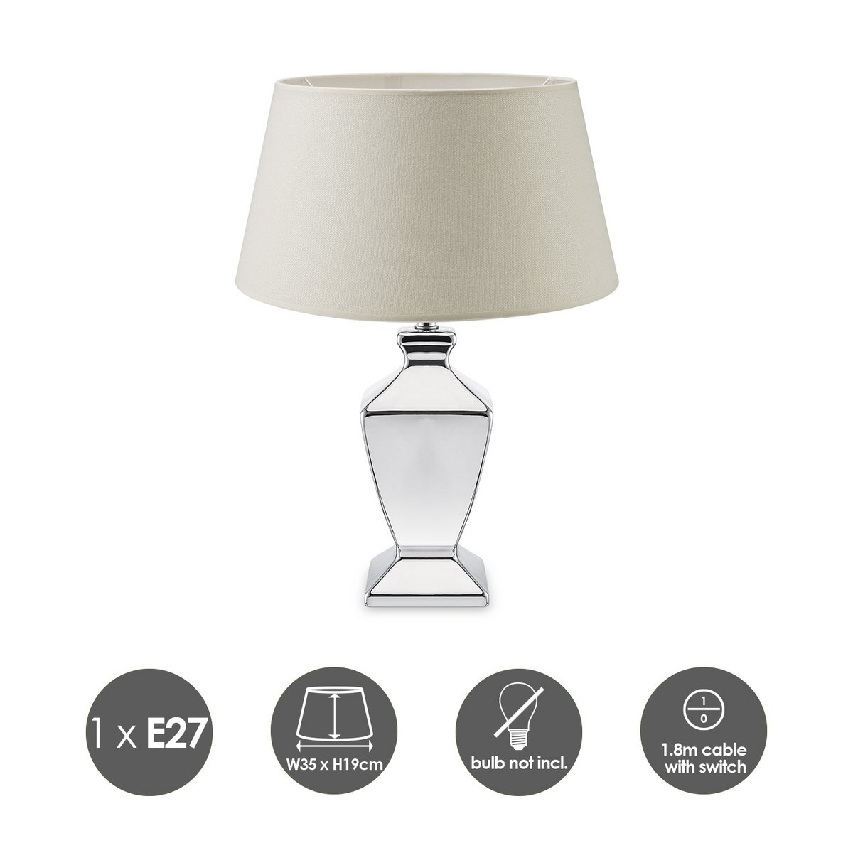 Home Sweet Home Table lamp Melrose, E27 warm white dimensions 35x50cm