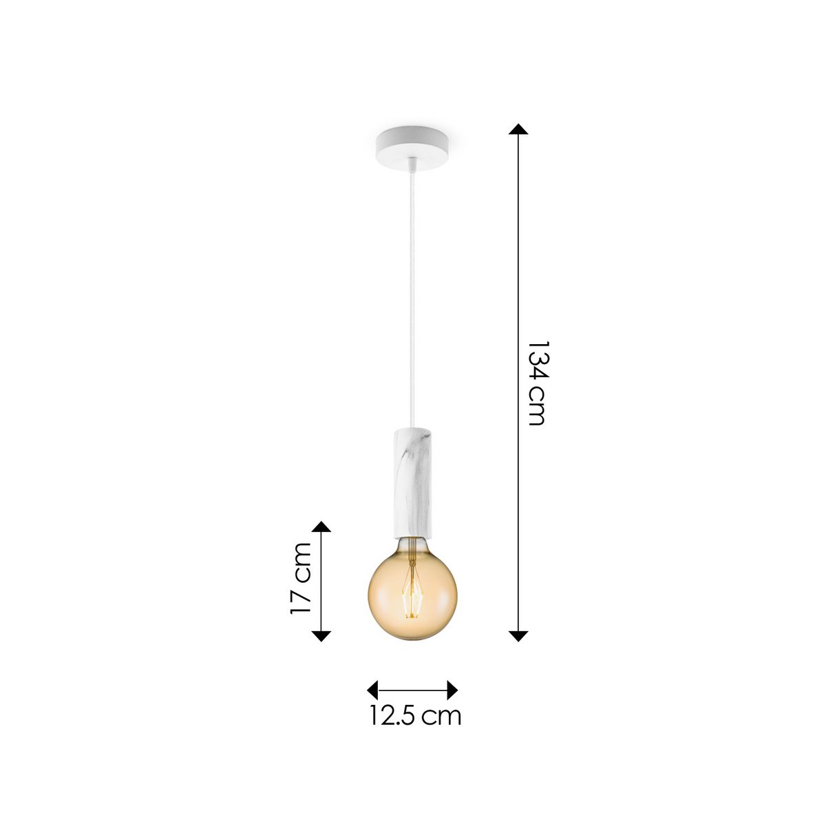 Home Sweet Home hanging lamp Marble Saga - G180 - dimmable E27 amber