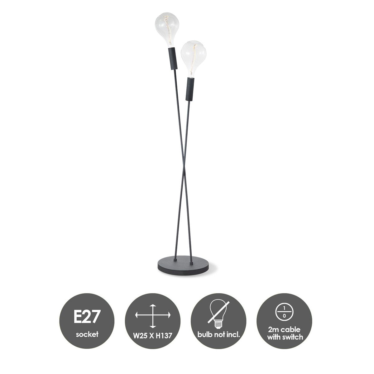 Home Sweet Home Twist 137 2L Floor Lamp sand black - Design Floor Lamp