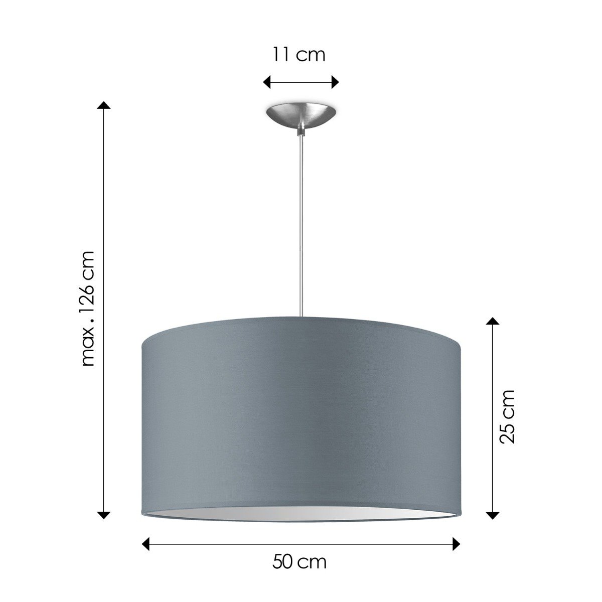 Home Sweet Home hanging lamp Bling with lampshade, E27, gray, 50cm