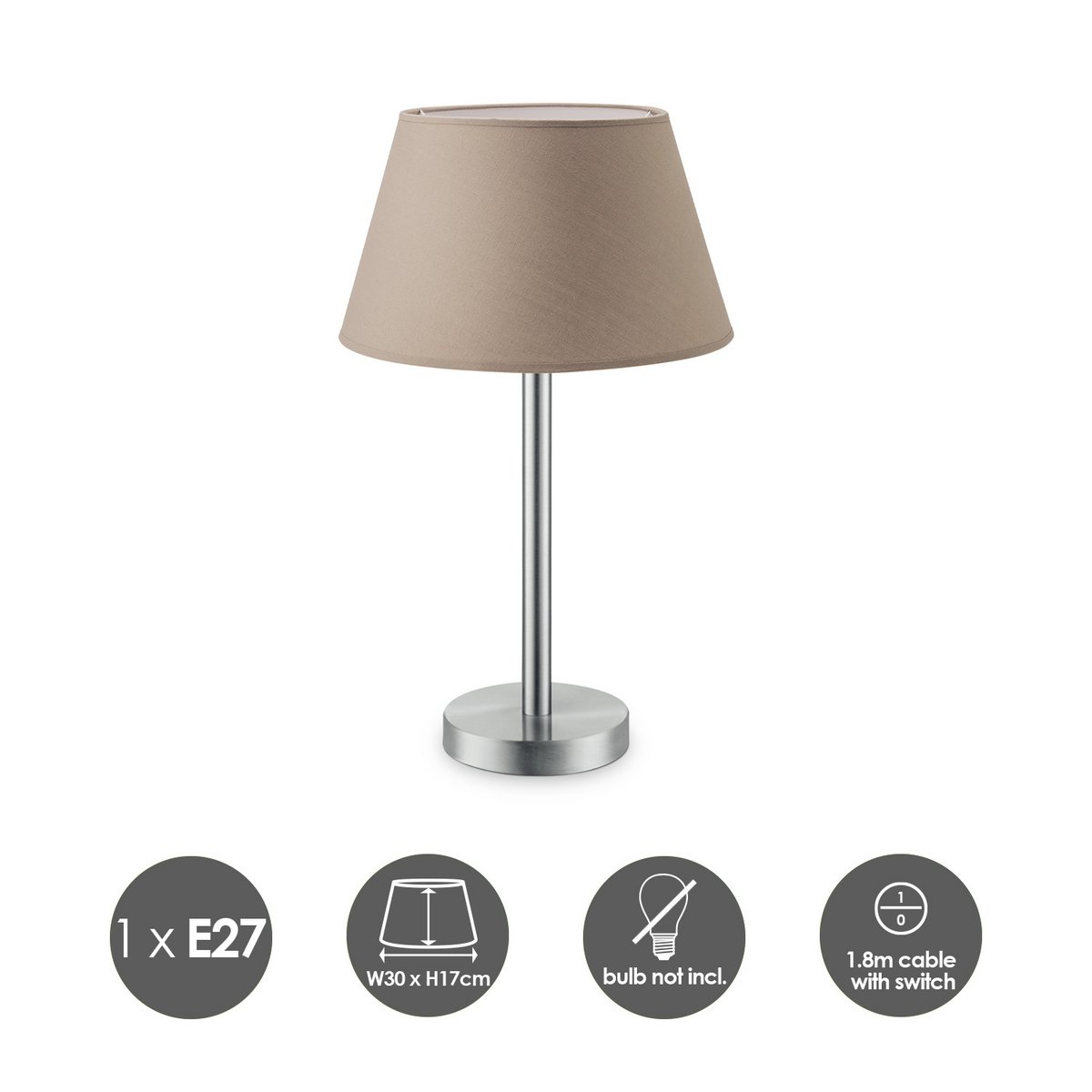 Home Sweet Home Table lamp Largo - E27 Taupe Table lamp dimensions 30cm