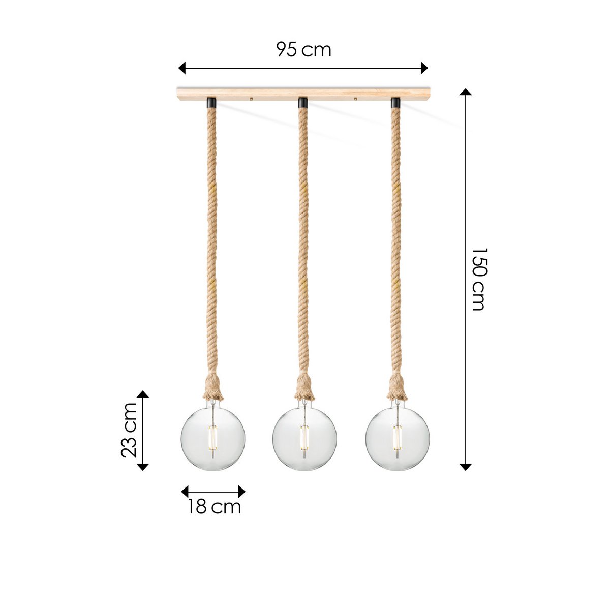 Home Sweet Home hanging lamp Leonardo Globe - 3L G125 - dimmable E27 clear