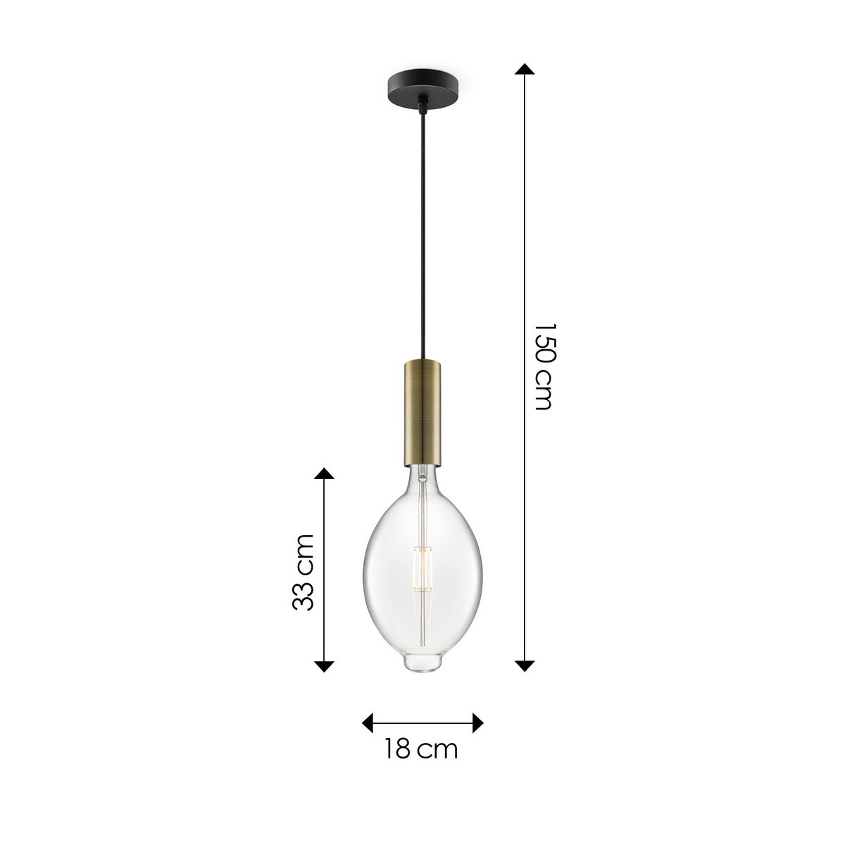 Home Sweet Home hanging lamp bronze Saga Oval - G180 - dimmable E27 clear