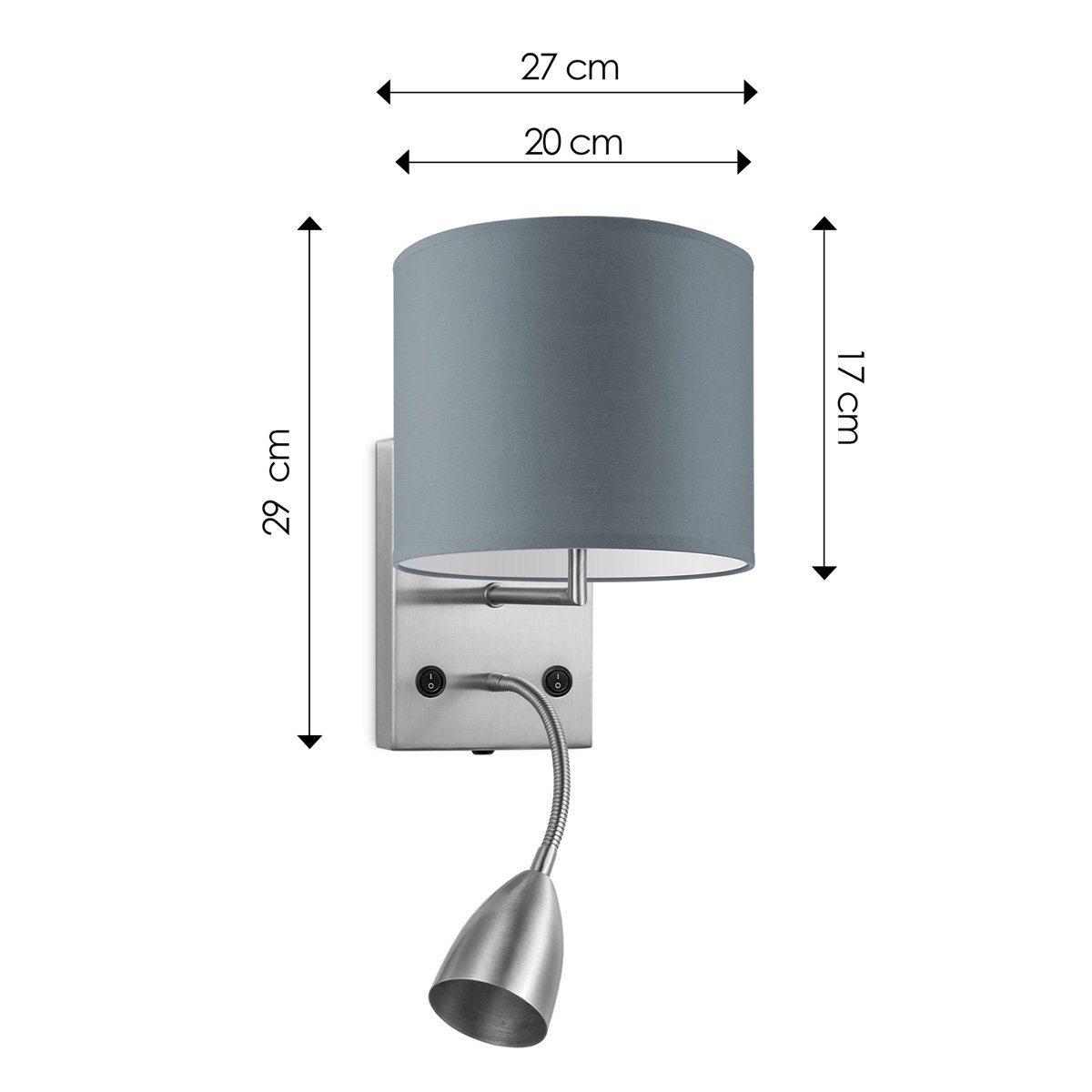 Home Sweet Home Wall Lamp - Read, LED Reading Lamp, E27, gray 20cm