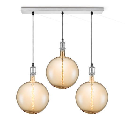 Home Sweet Home hanging lamp chrome vintage Globe 3 LED -dimmable E27 amber