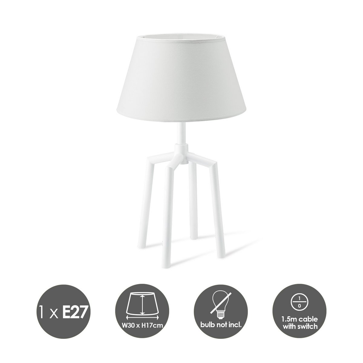 Home Sweet Home Table Lamp Largo - Unique Spinn-base White Lampshade