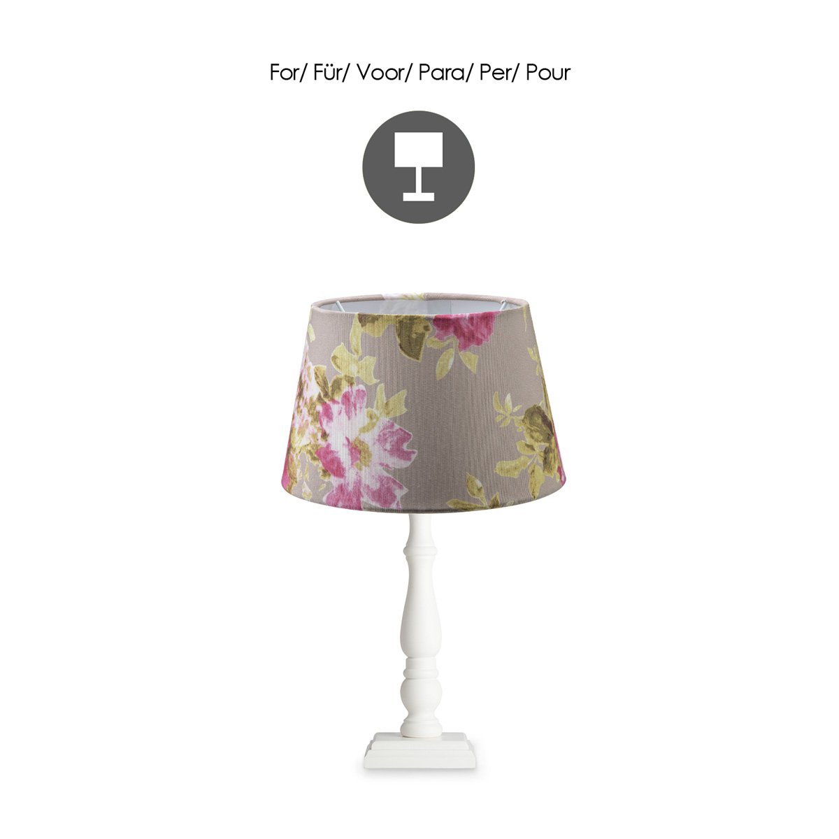 Home Sweet Home Flower Fabric Lampshade Gray - 20 x 15 x 13 cm