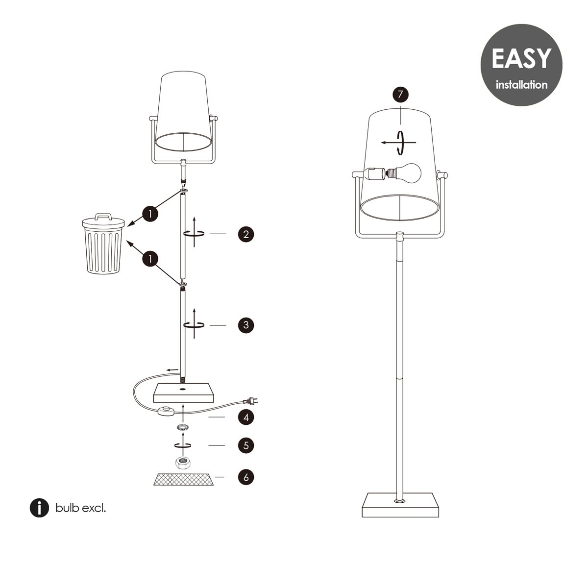 Home Sweet Home Bird 176 Floor Lamp Copper/Black - Modern Floor Lamp