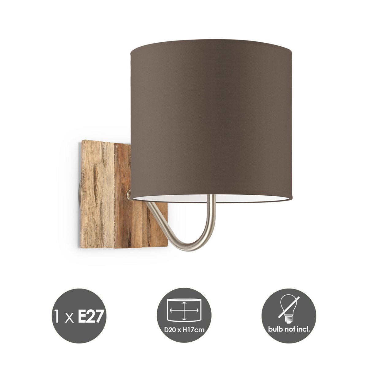 Home Sweet Home Wall Lamp - Drift E27 Lampshade taupe 20cm