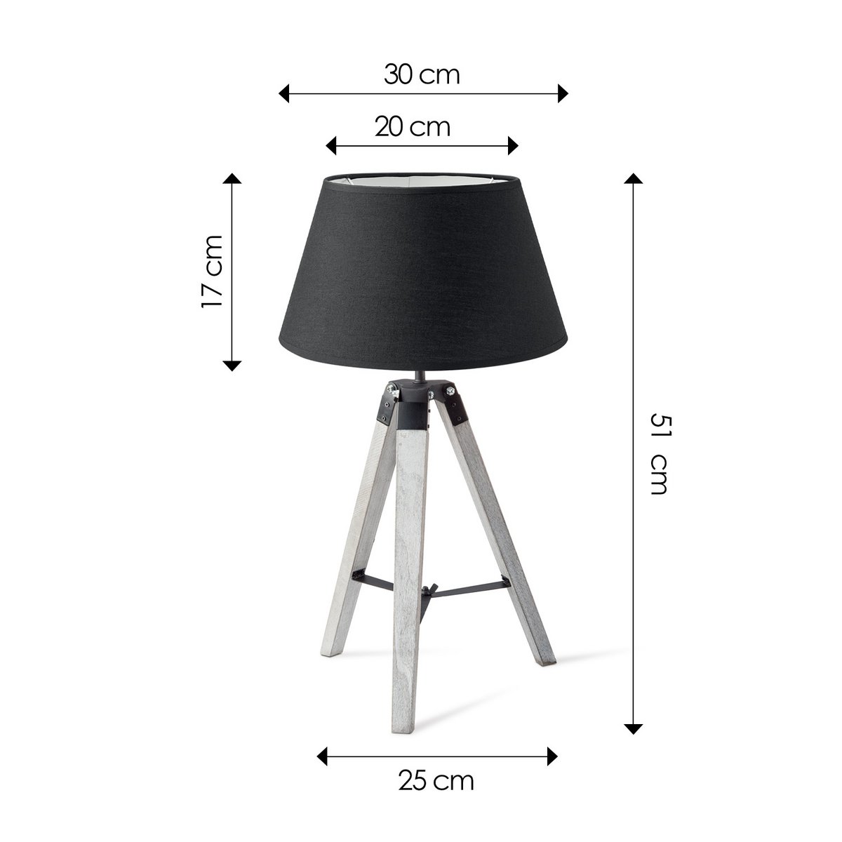 Home Sweet Home Table Lamp Largo - White Lamp Base and Black Lampshade