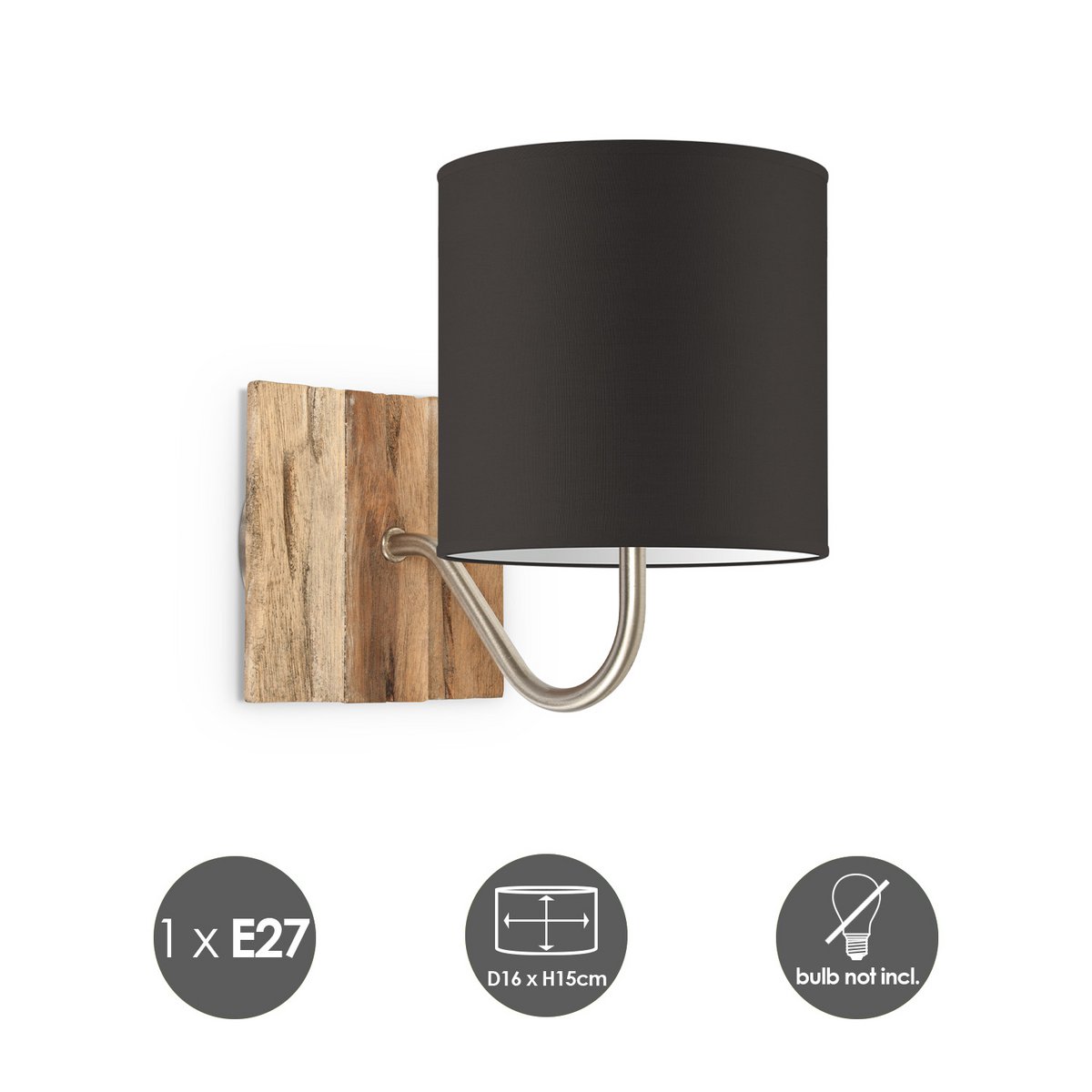 Home Sweet Home Wall Lamp - Drift E27 Lampshade chocolate 16cm