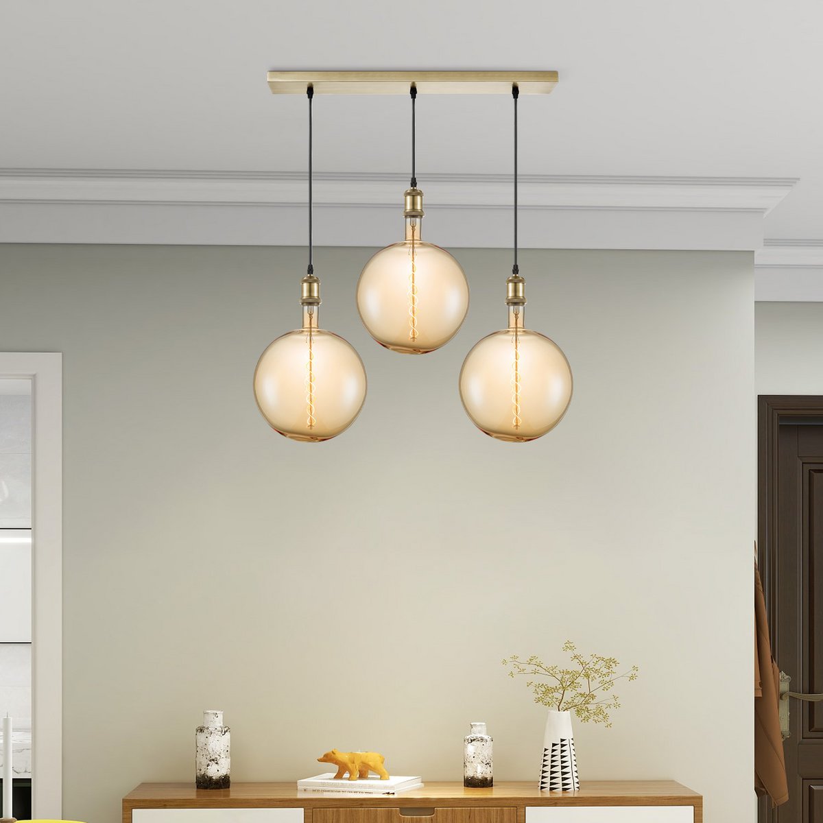 Home Sweet Home hanging lamp vintage Globe - 3 LED - dimmable E27 amber