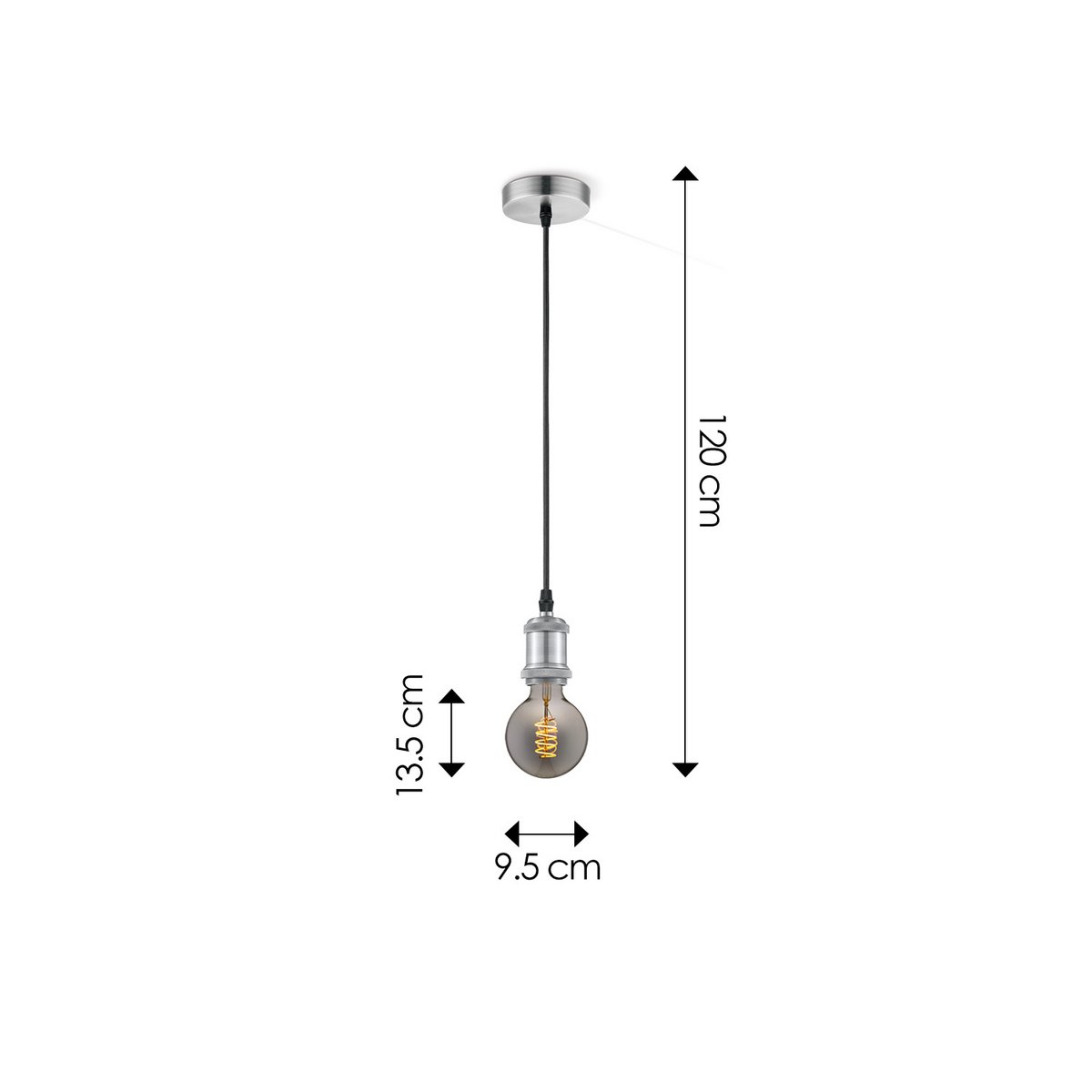 Home Sweet Home hanging lamp chrome vintage - G125 - dimmable E27 smoke