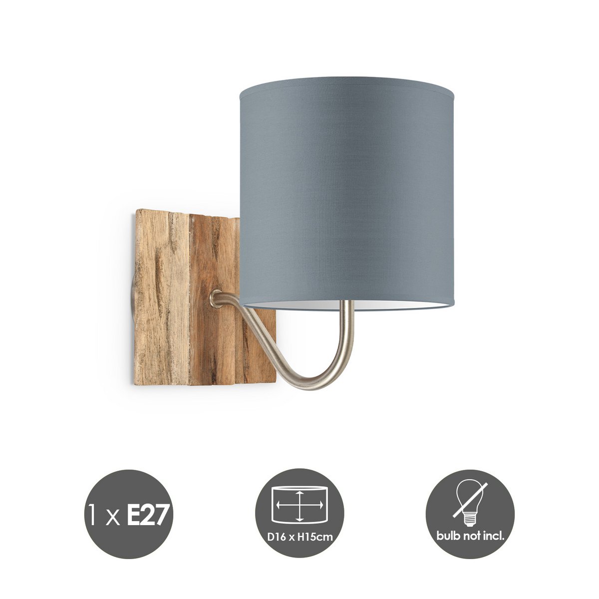 Home Sweet Home Wall Lamp - Drift E27 Lampshade gray 16cm