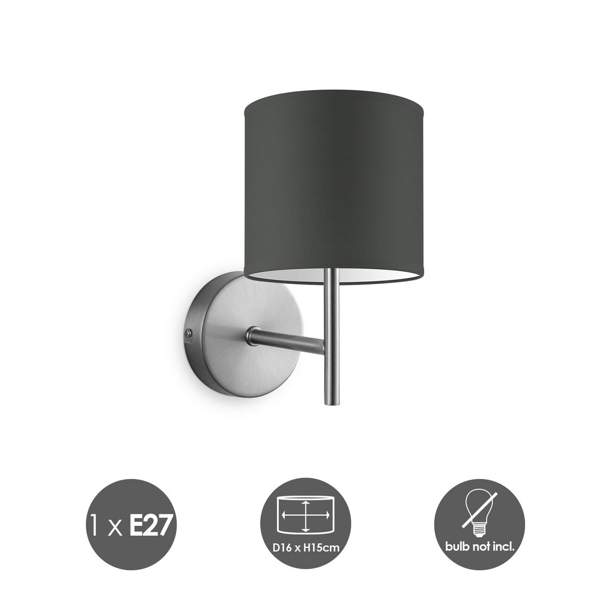 Home Sweet Home Wall Lamp - Mati E27 Lampshade anthracite 16cm